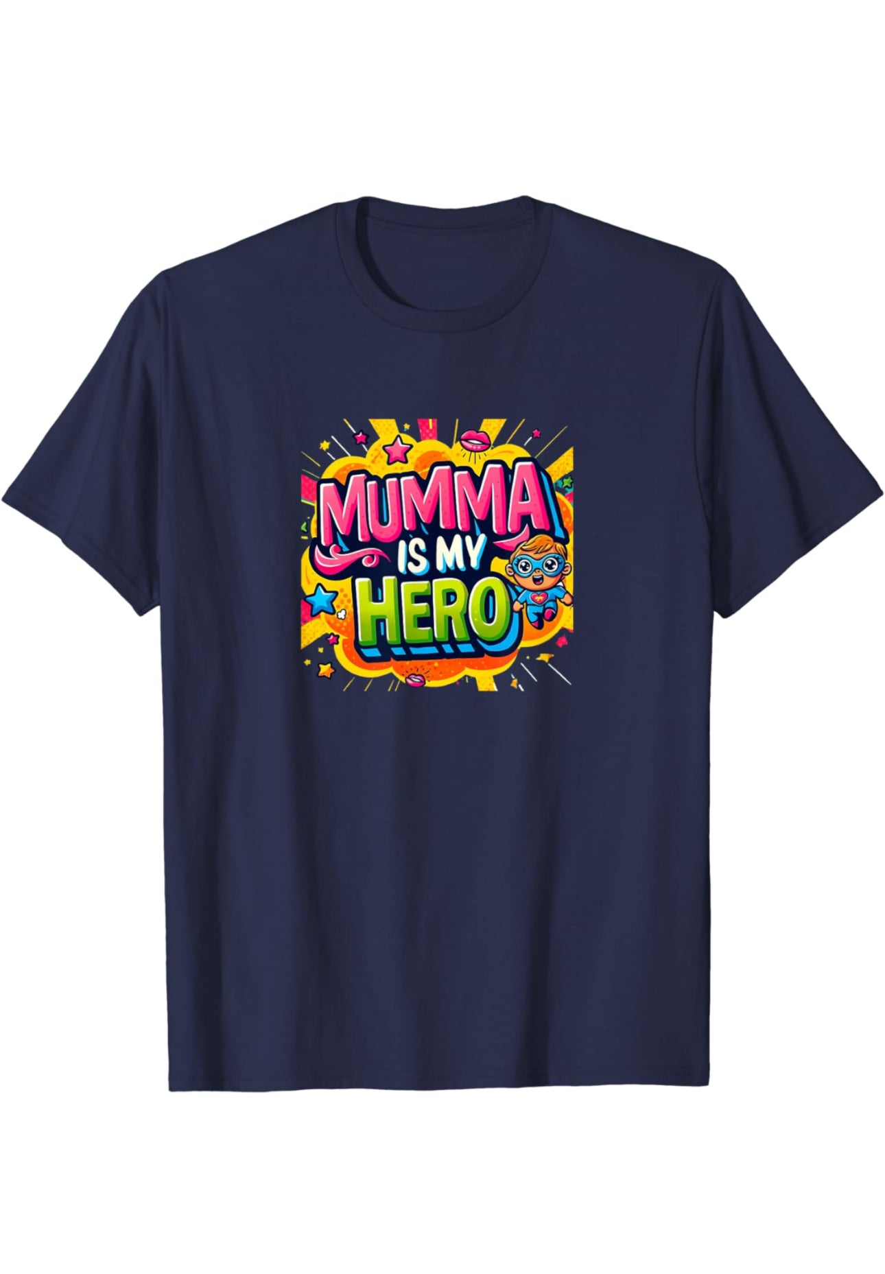 Colorful text design reading 'My Mumma is My Super Hero' in a vibrant and playful font, celebrating the special bond and admiration for mothers.