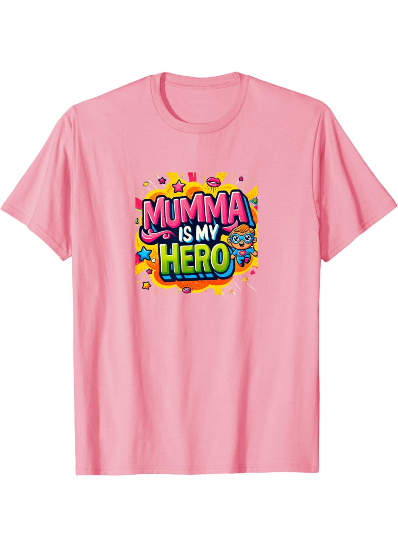 Colorful text design reading 'My Mumma is My Super Hero' in a vibrant and playful font, celebrating the special bond and admiration for mothers.