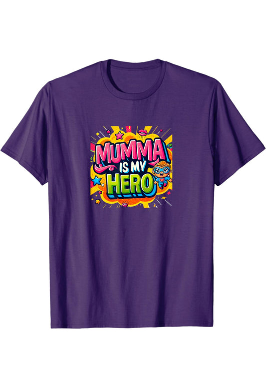 Colourful design with the words ‘Mumma is my hero’.