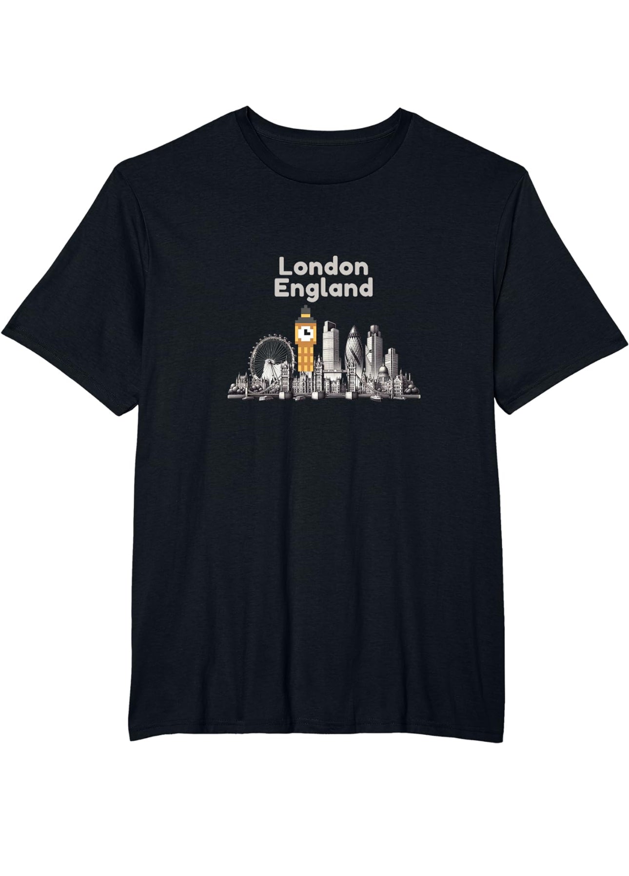 London Skyline With Colourful Pixelated Big Ben T-Shirt