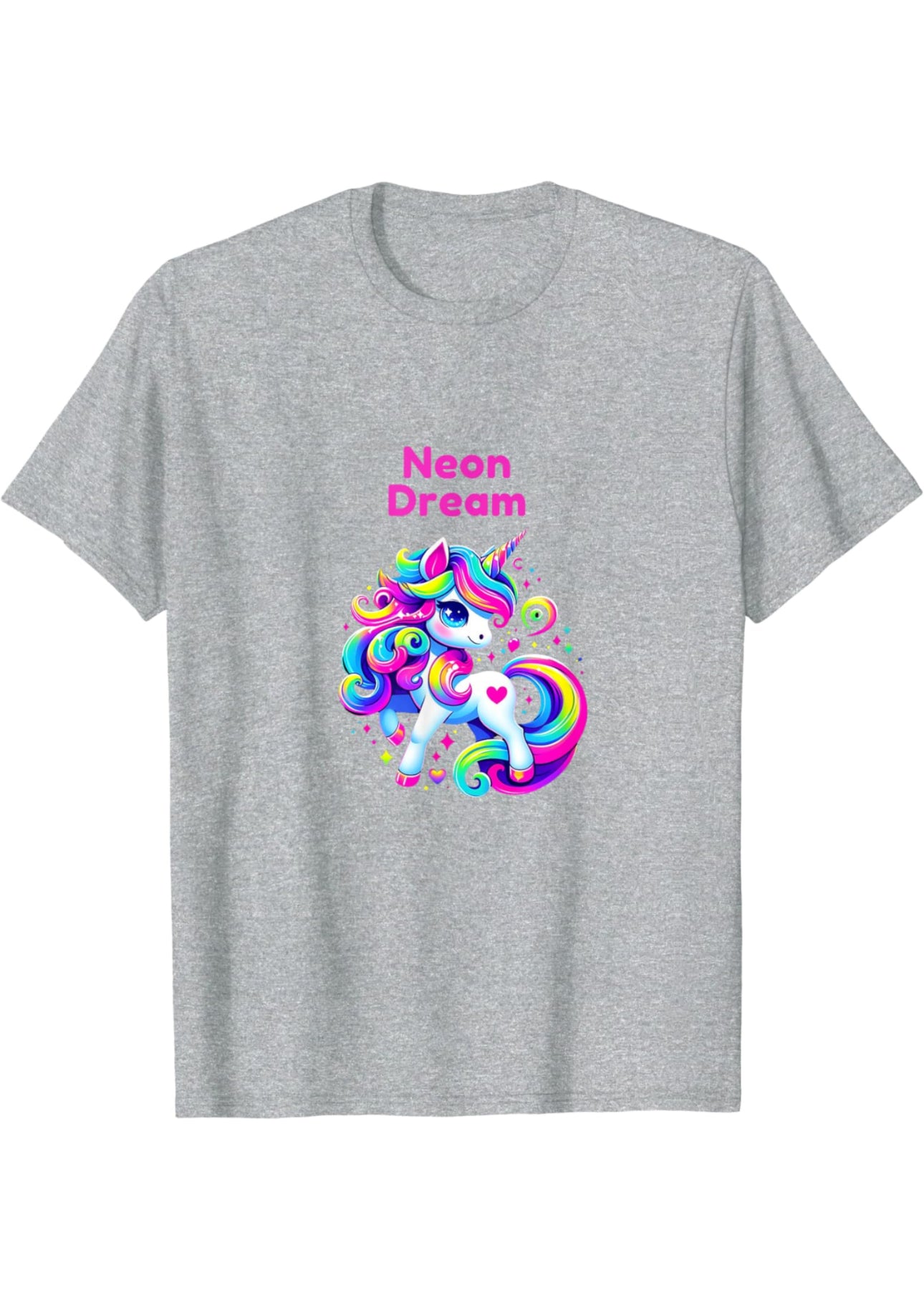 Multi coloured Unicorn with pink text saying Neon Dream