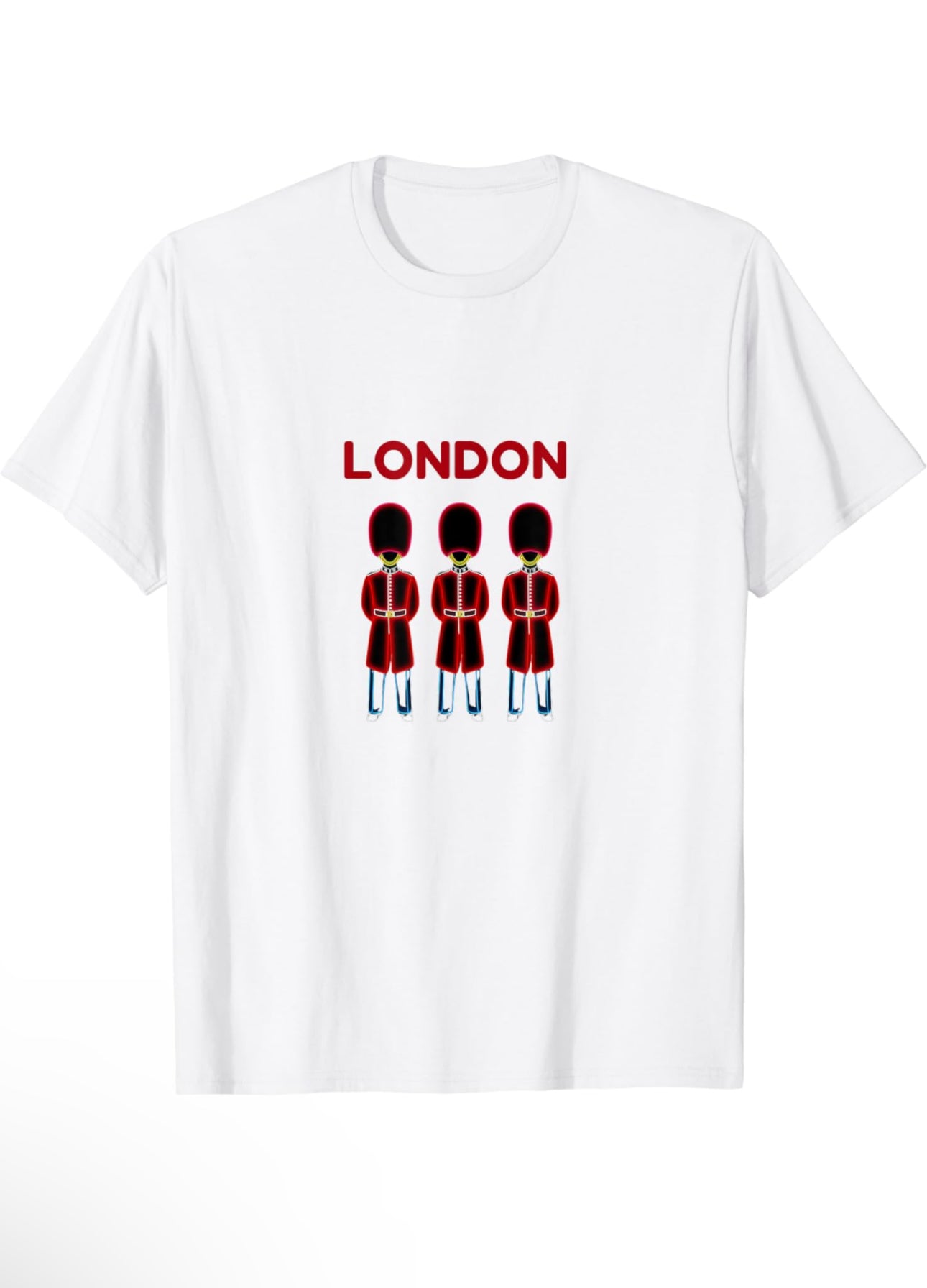 3 Royal Guards in a row with the word London in red text above them