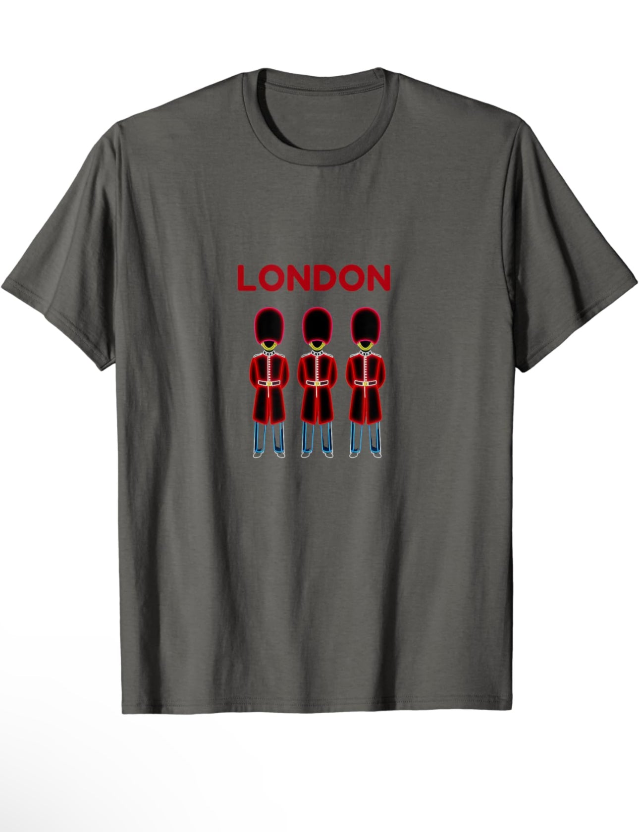 3 Royal Guards in a row with the word London in red text above them