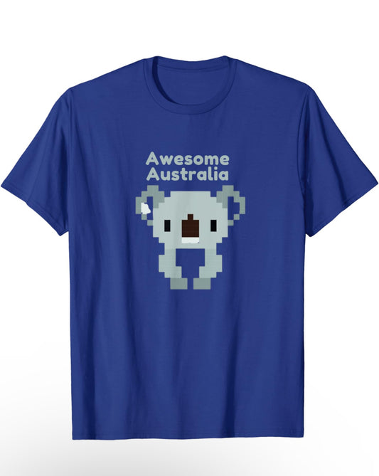 A pixelated Australian Koala Bear with the words Awesome Australia above the animal