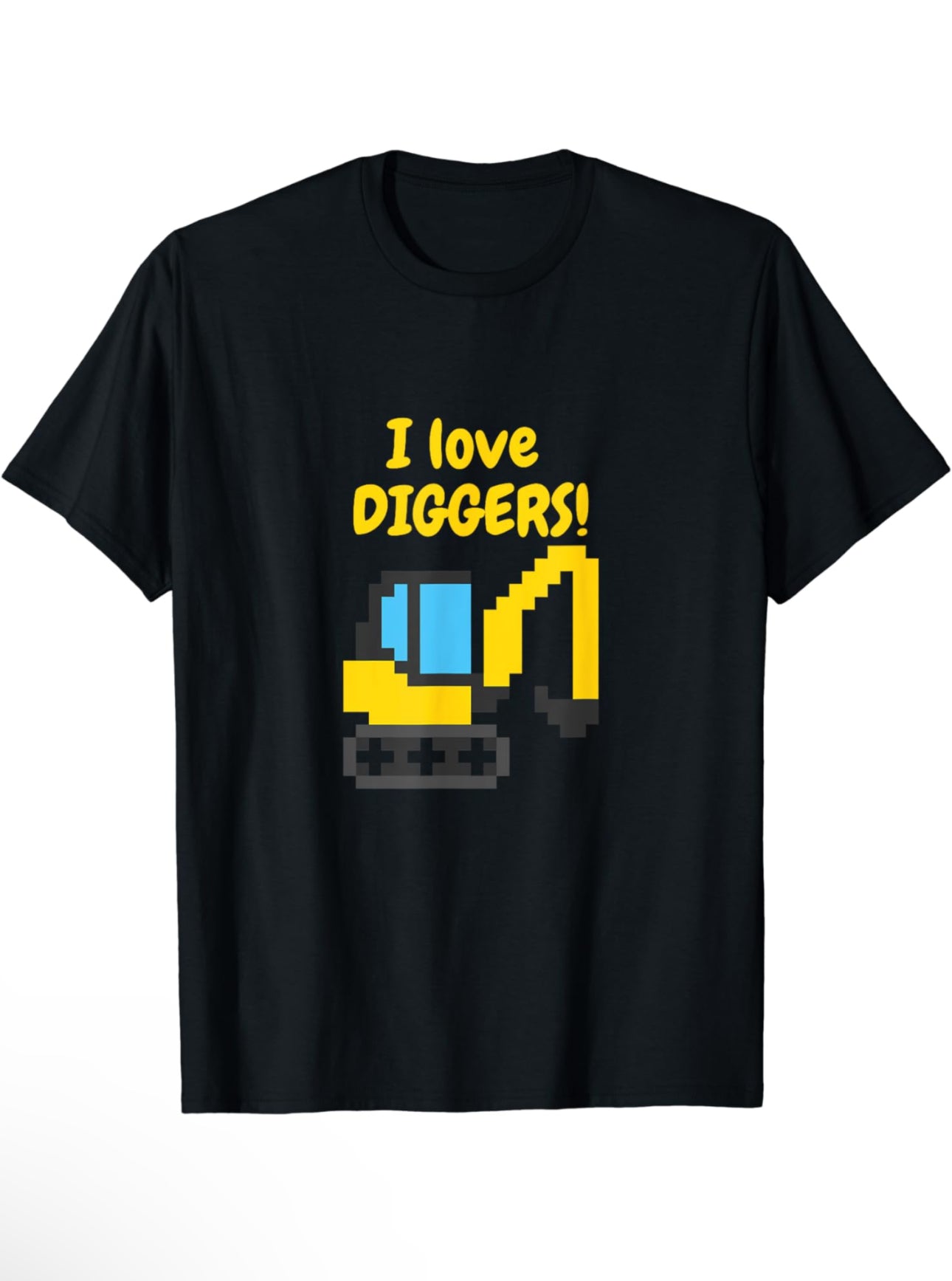 I Love Diggers - Pixelated Yellow Design - Short Sleeve T-Shirt