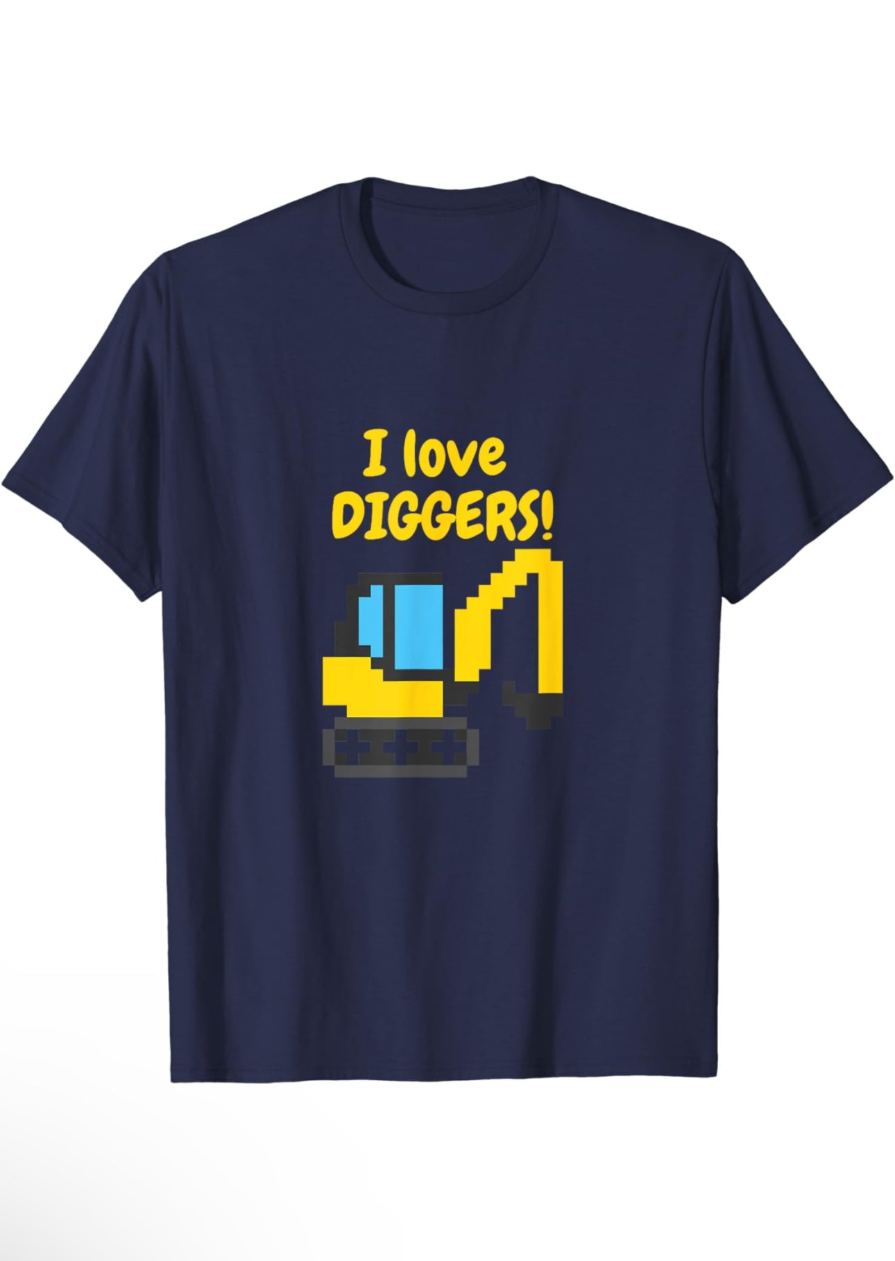 I Love Diggers - Pixelated Yellow Design - Short Sleeve T-Shirt