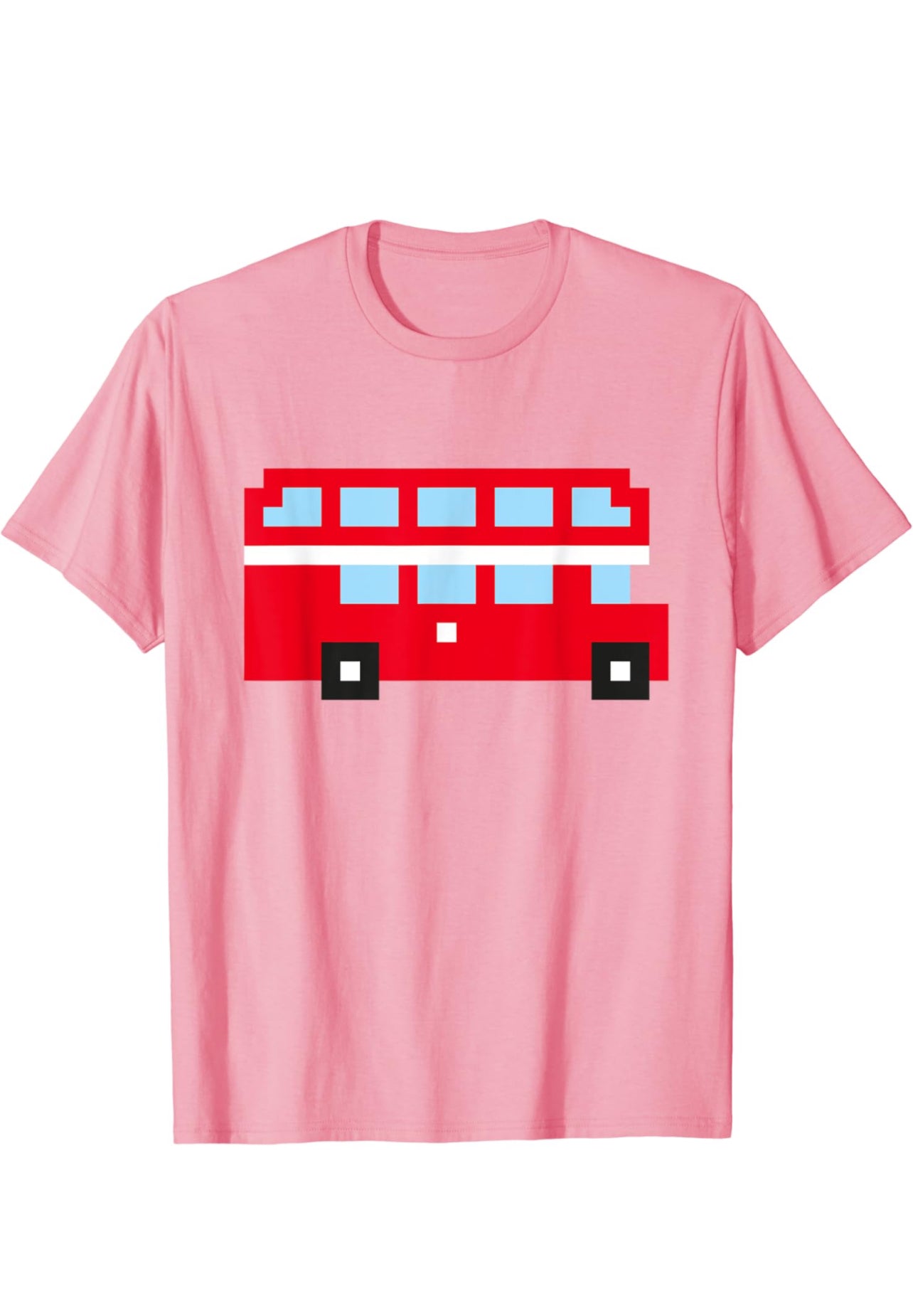 A stylish t-shirt featuring a pixel art red London double-decker bus, an iconic symbol of British culture and city travel. Perfect for UK tourists, London lovers, and expats, this London souvenir design in hoodie is a must-have for those who appreciate the charm of the British capital.