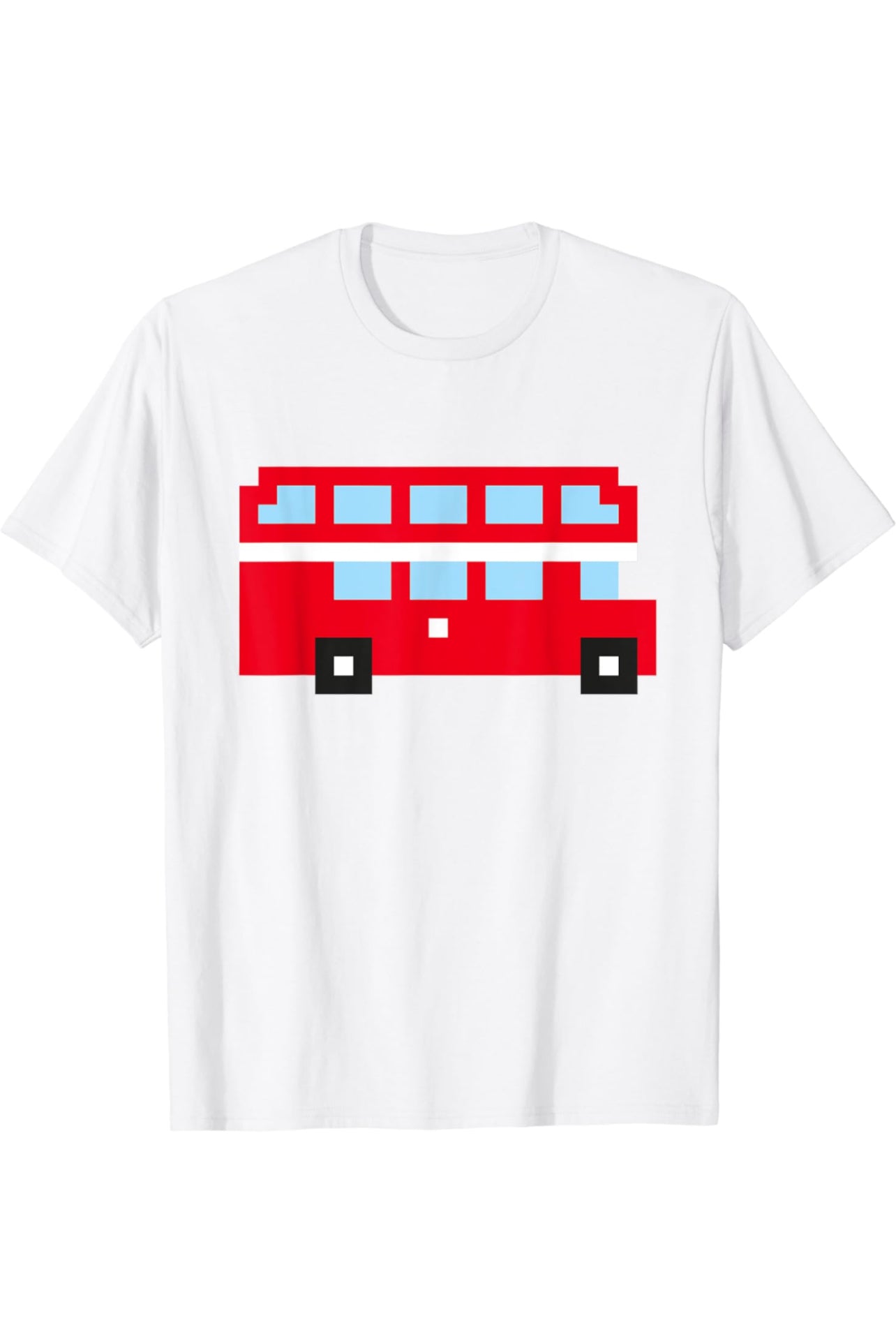 A stylish t-shirt featuring a pixel art red London double-decker bus, an iconic symbol of British culture and city travel. Perfect for UK tourists, London lovers, and expats, this London souvenir design in hoodie is a must-have for those who appreciate the charm of the British capital.