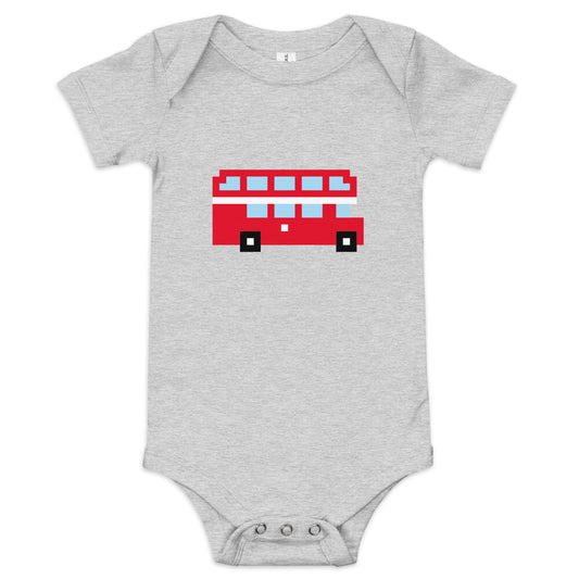 Light Grey Babygrow with London Red Double Decker bus on the front 