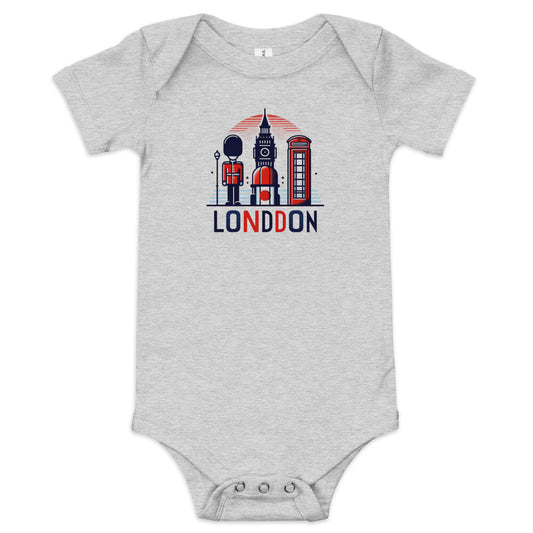 London Babygrow with royal guard, A red telephone box and Big Ben