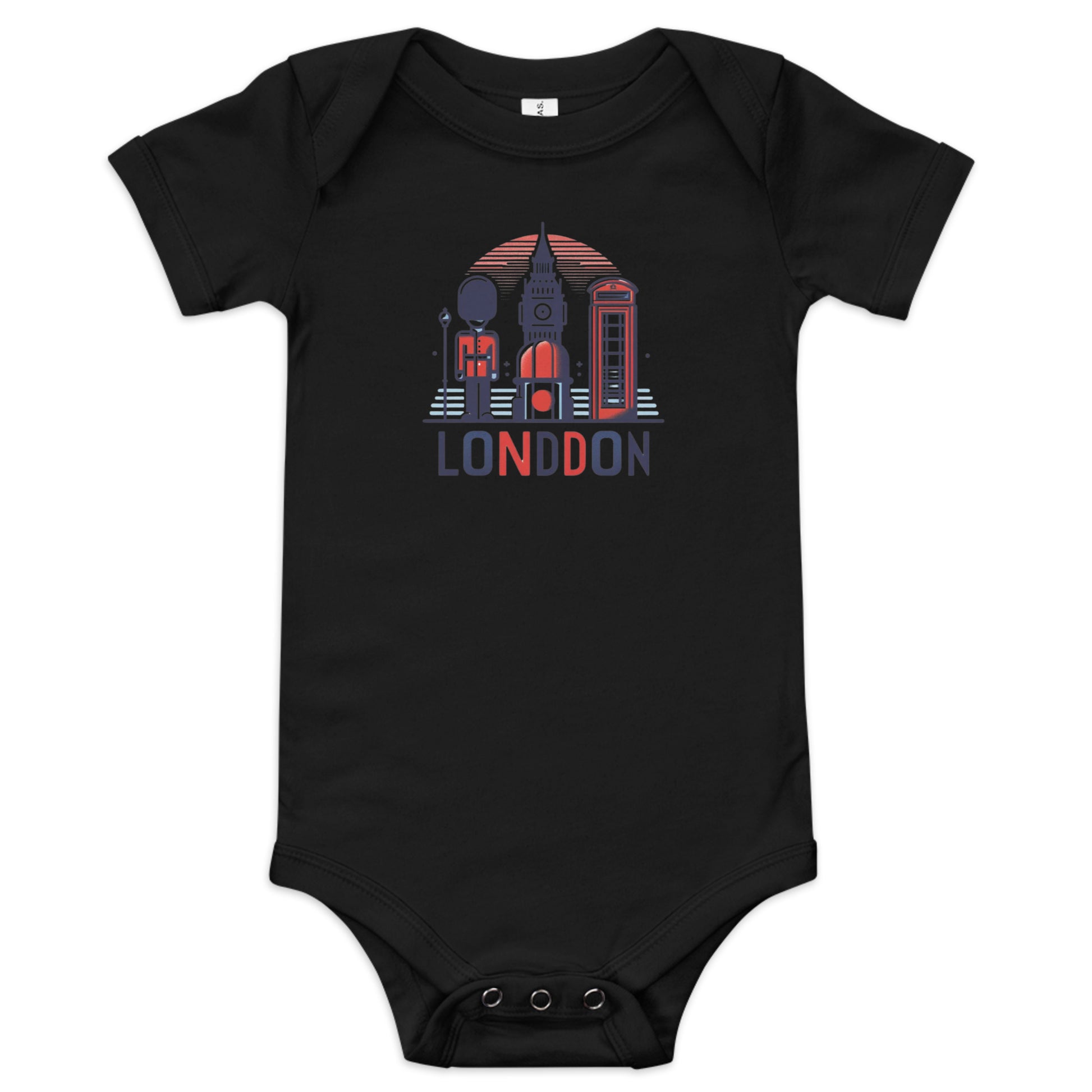 London Babygrow with royal guard, A red telephone box and Big Ben