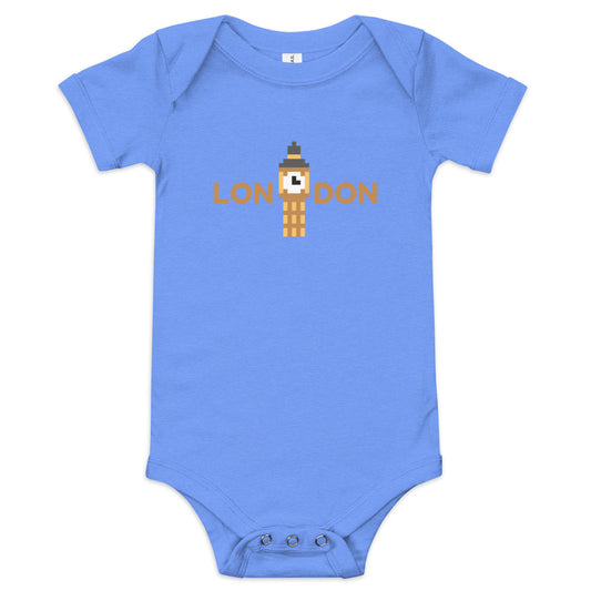 London Big Ben - Baby short sleeve one piece Heather Columbia Blue Babygrow