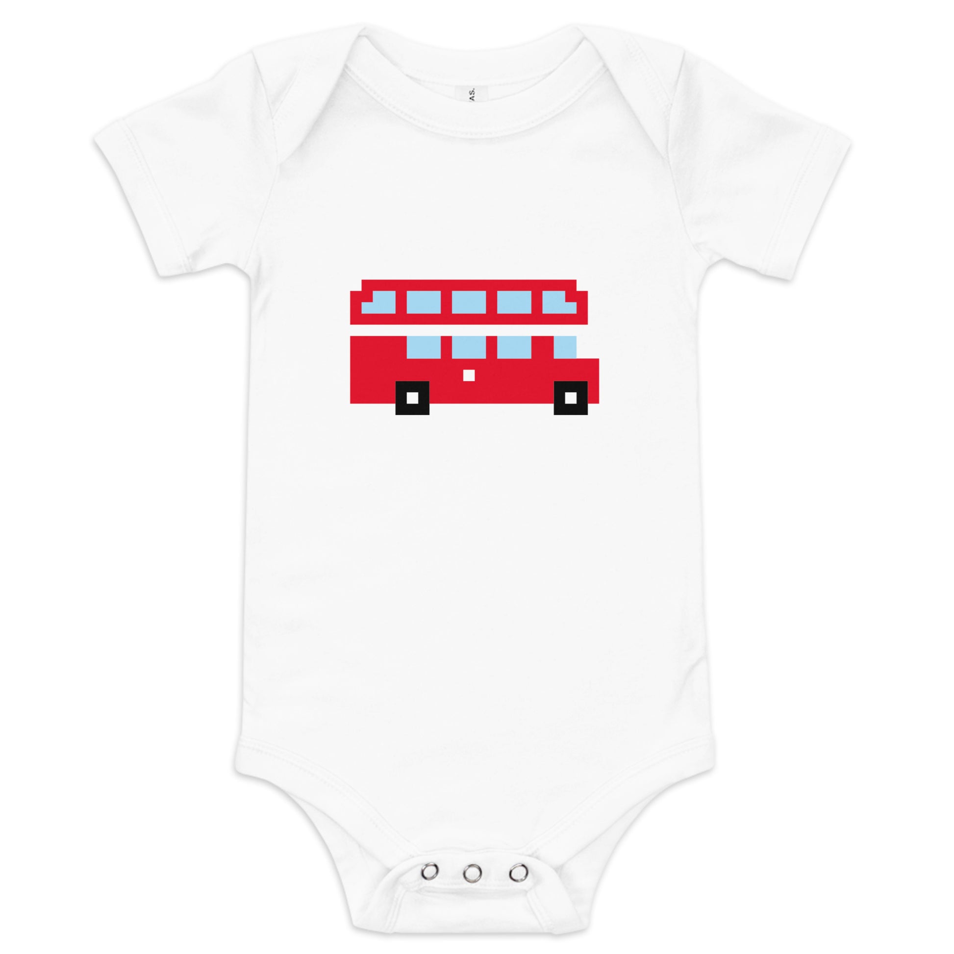 White Cute Babygrow with London Double Decker Red Bus