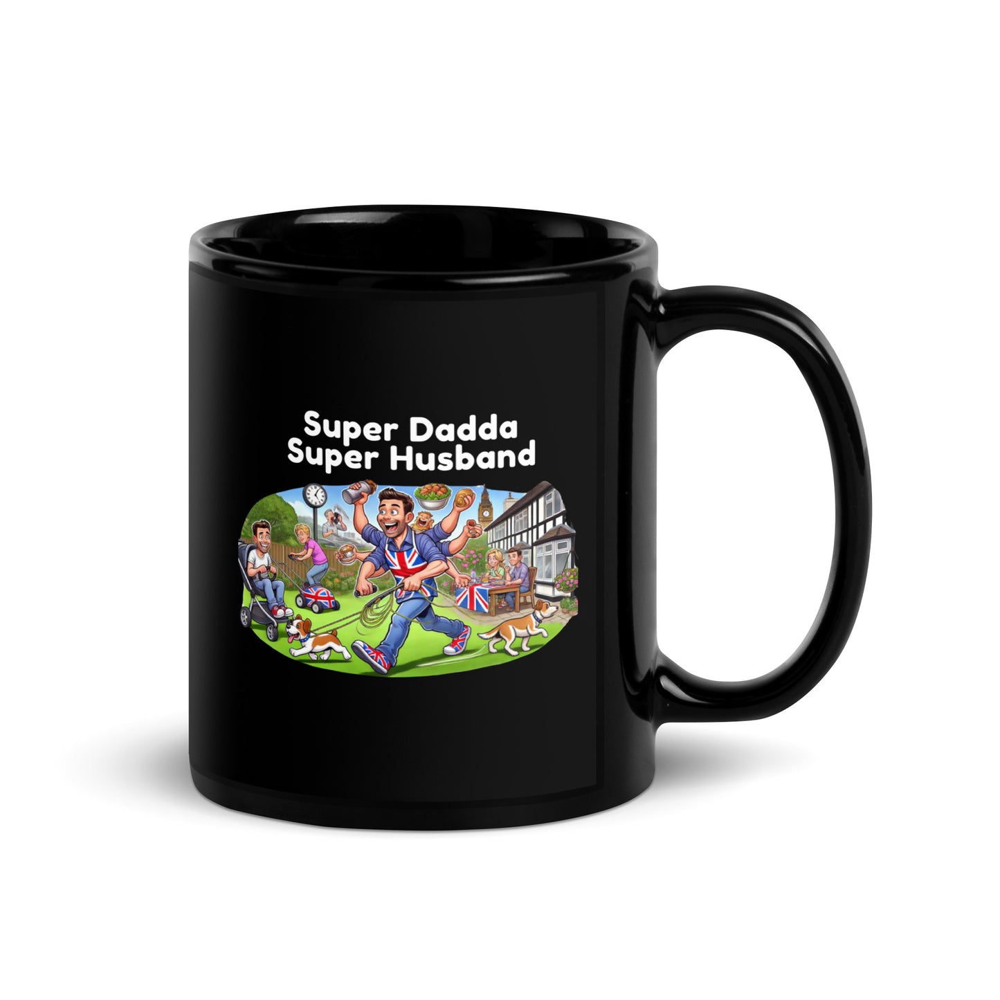 Super Dadda & Super Husband Black Glossy Mug