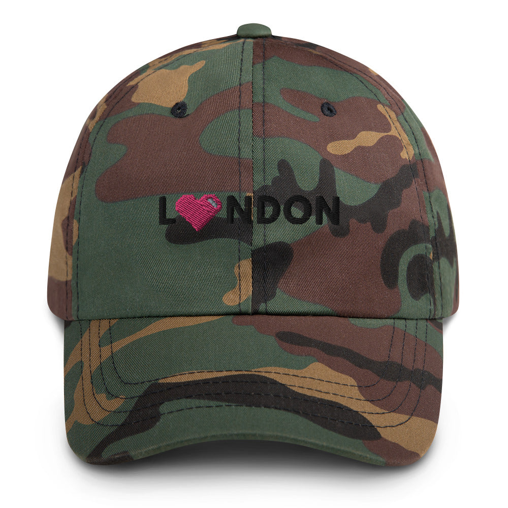 Camouflage London Design with Pink Pixelated Heart