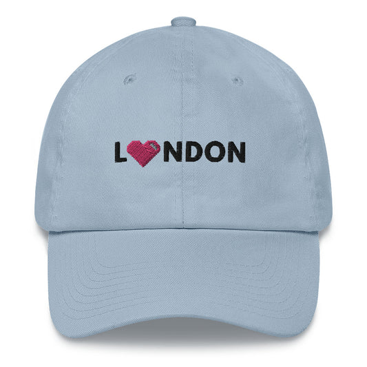 Camouflage London Design with Pink Pixelated Heart Light Blue Baseball Cap