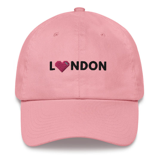 Camouflage London Design with Pink Pixelated Heart Pink Baseball Cap