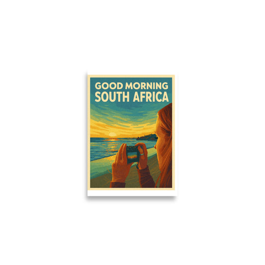 Good Morning South Africa Sunrise 1960s Vintage Style Travel Poster Size A2