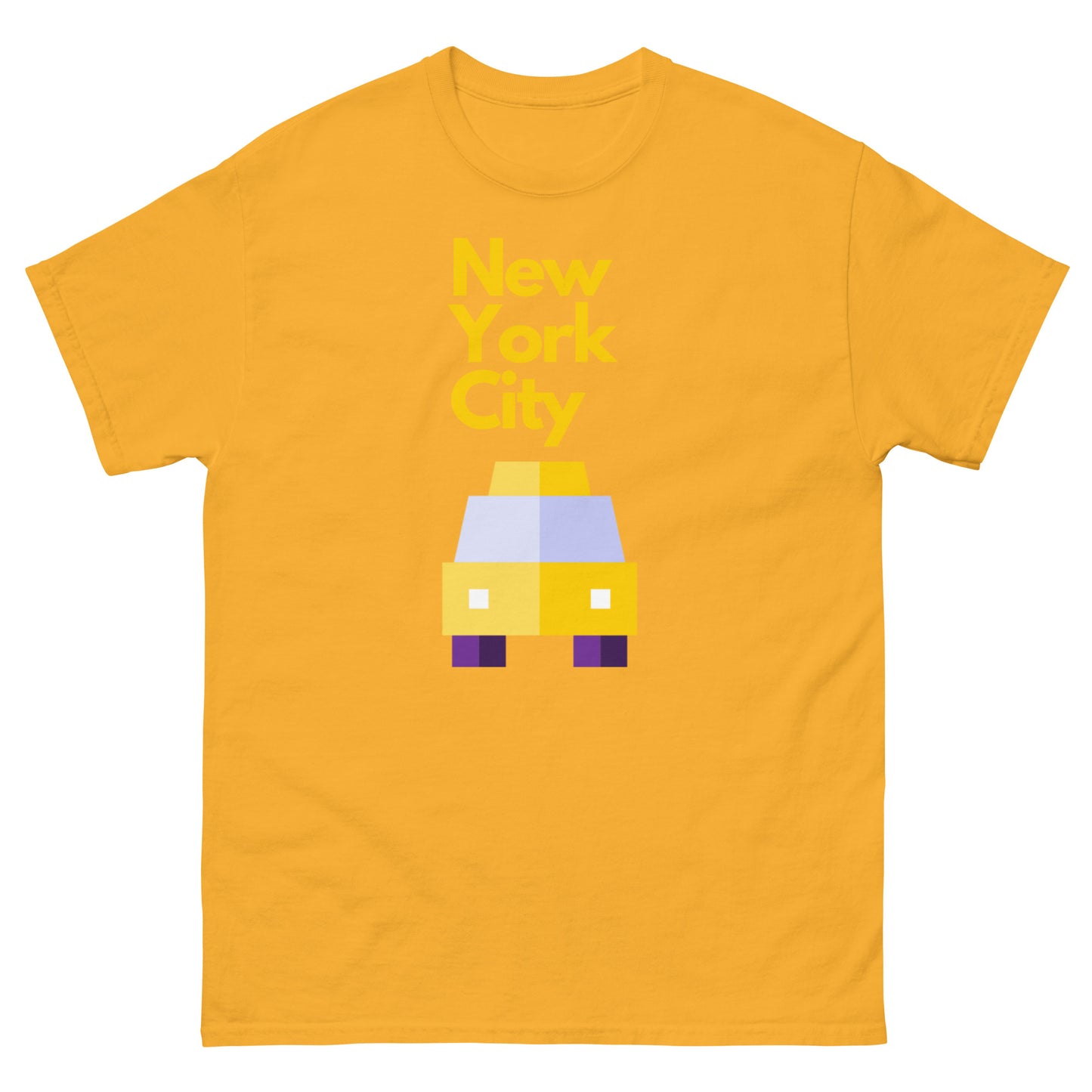 New York City with Yellow Pixelated Taxi T-Shirt