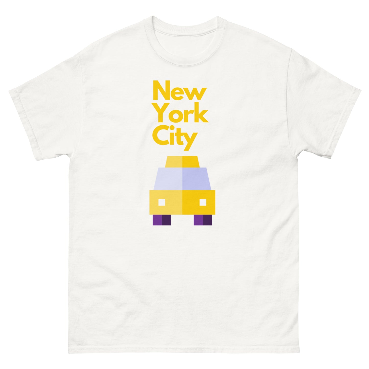 New York City with Yellow Pixelated Taxi T-Shirt