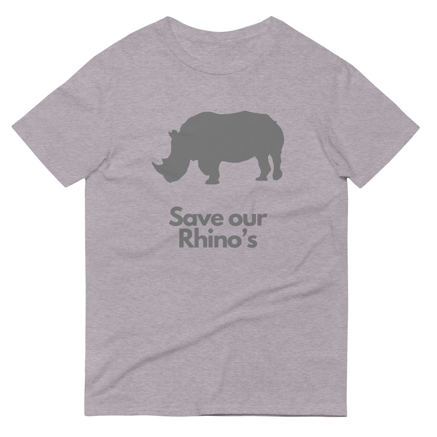 Large Grey Rhino with the words, Save Our Rhino’s 