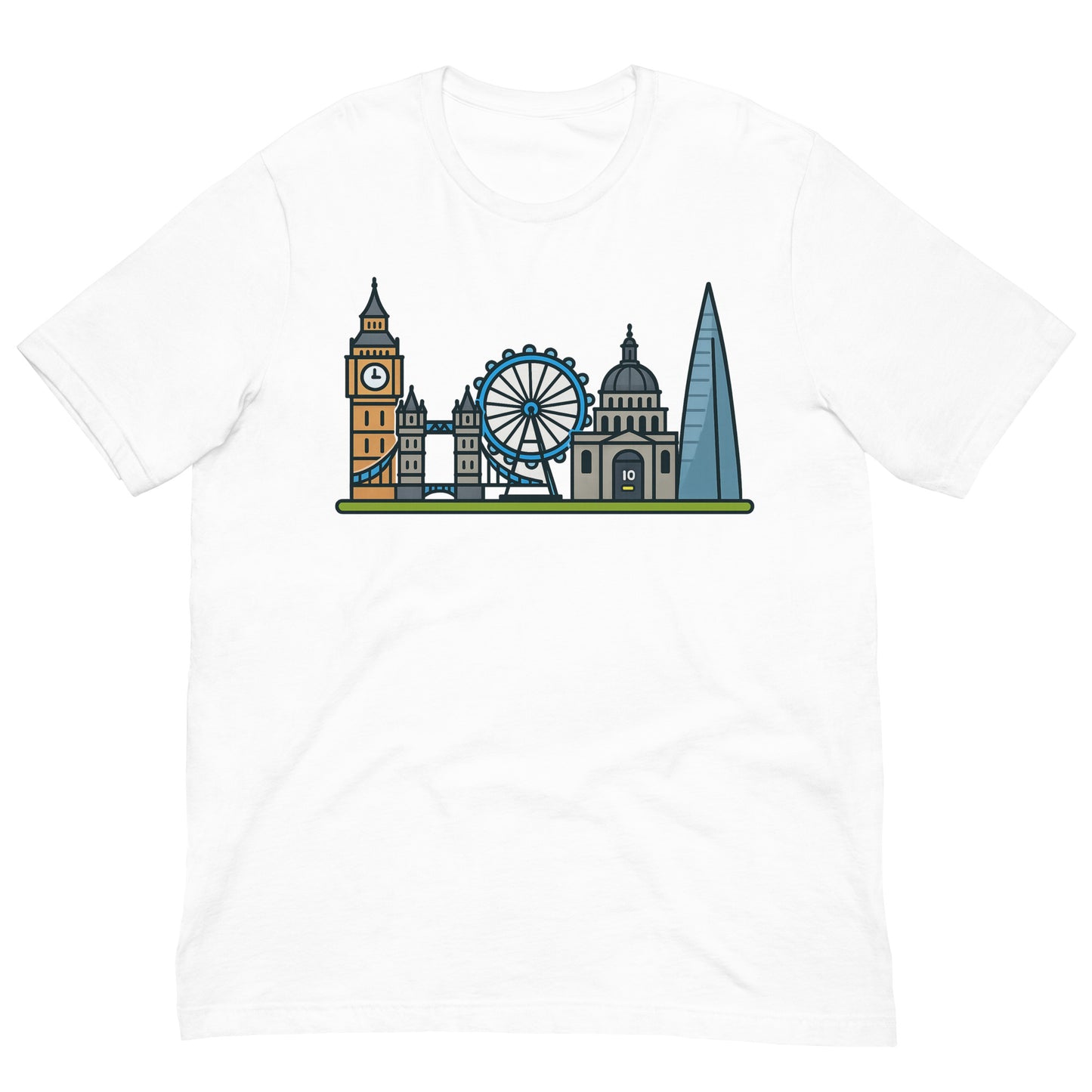 London Skyline Cartoon Colourful Design Unisex t-shirt White t-shirt