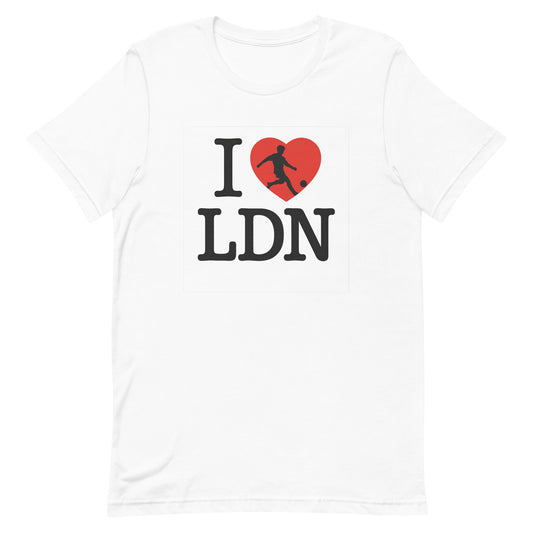 I Heart LDN (Football Player within Red Heart - London) Unisex t-shirt White t-shirt