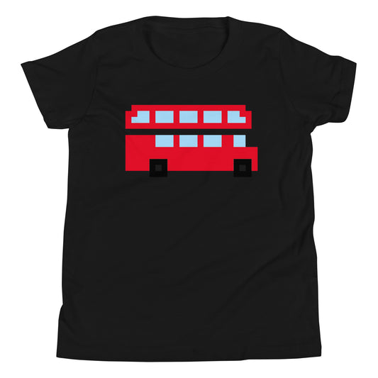 Red London Retro Double Decker Bus Youth Short Sleeve T-Shirt Black t-shirt
