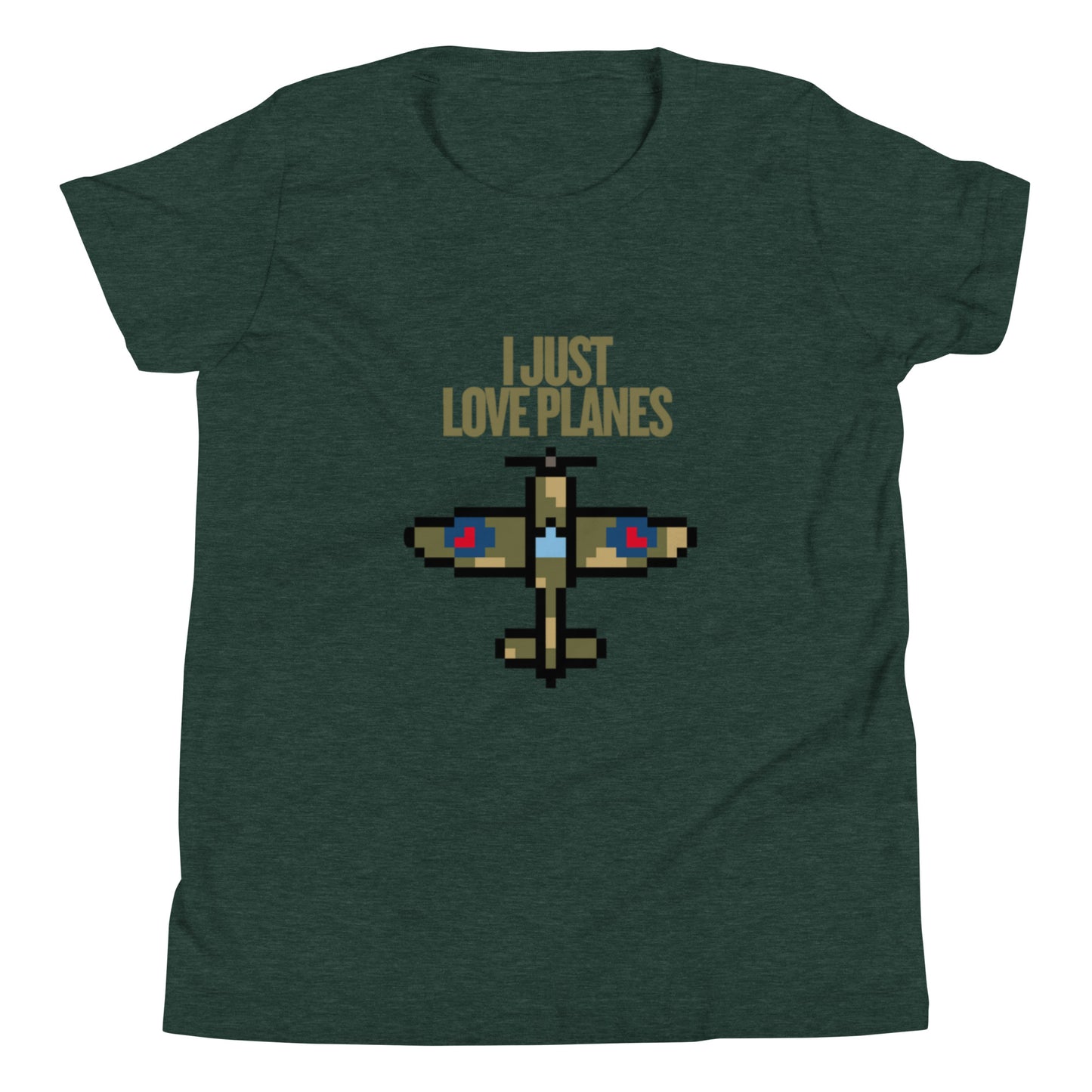 I Just Love Planes - Youth Short Sleeve T-Shirt Heather Forest t-shirt