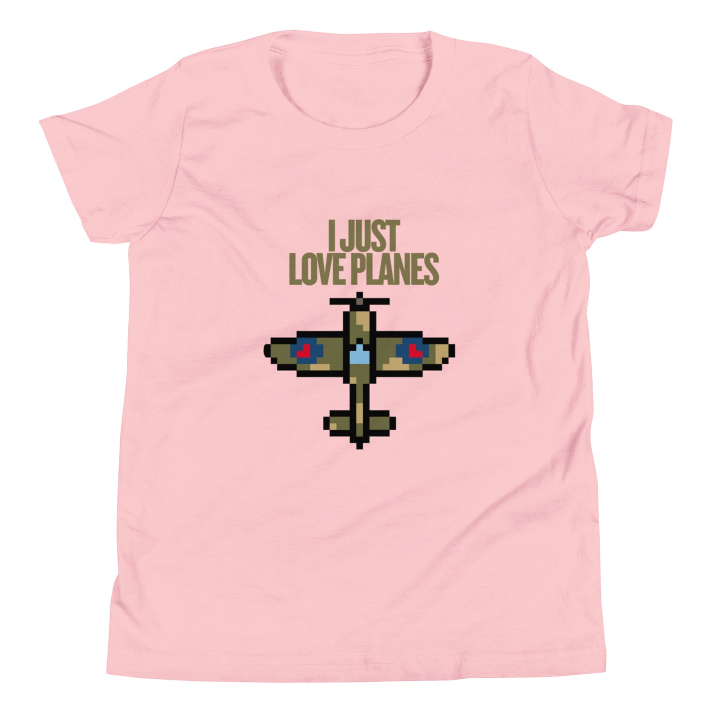 I Just Love Planes - Youth Short Sleeve T-Shirt Pink t-shirt